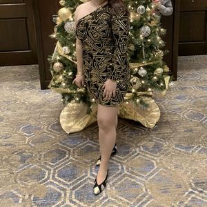 Black and Gold Mini Dress